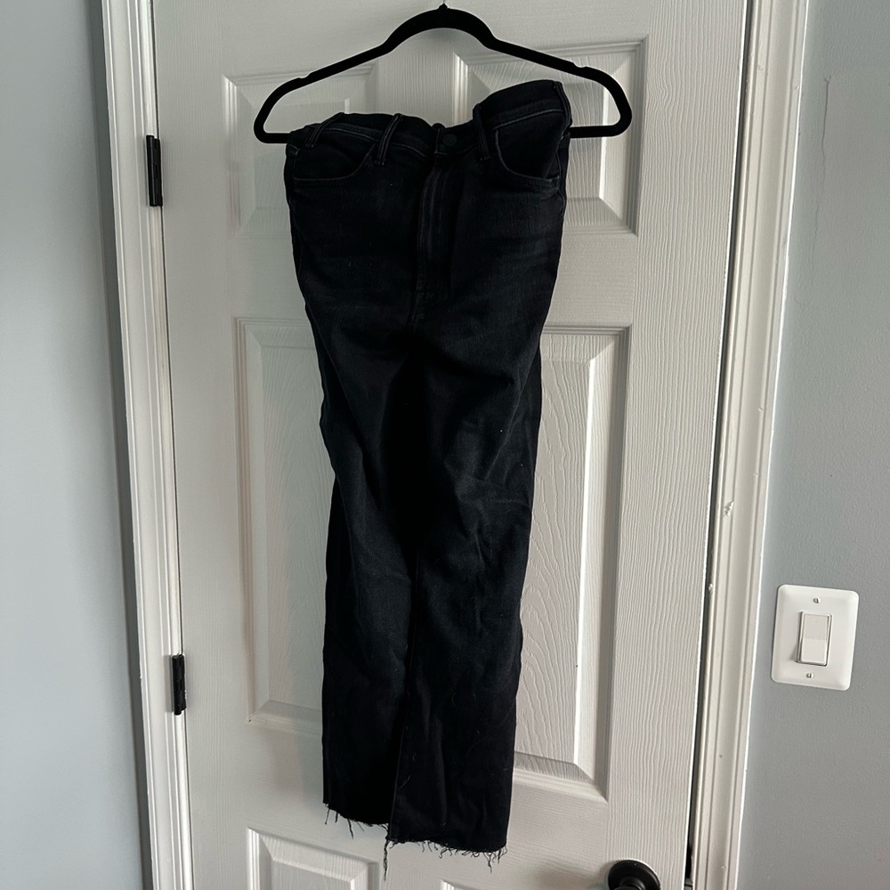 Mother “The Hustler” ankle fray black Denim Jeans